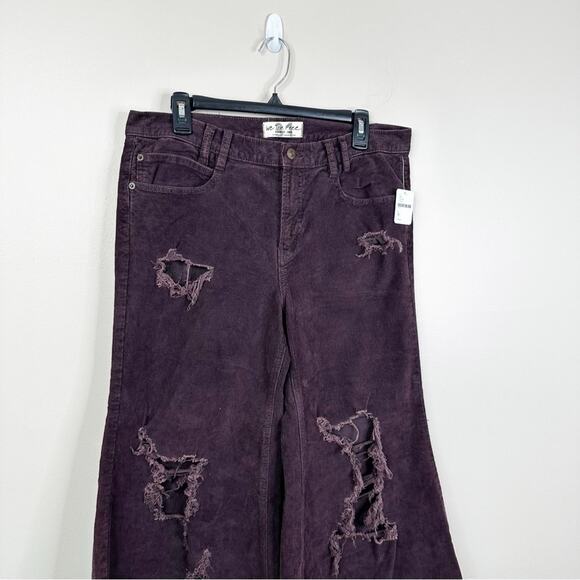 NEW Free People Night Fever Cord Flare Jeans Womens 31 Distressed High Rise - Picture 4 of 11
